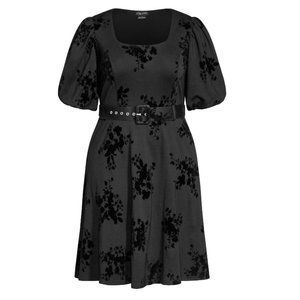 City Chic Black Floral Midi Dress